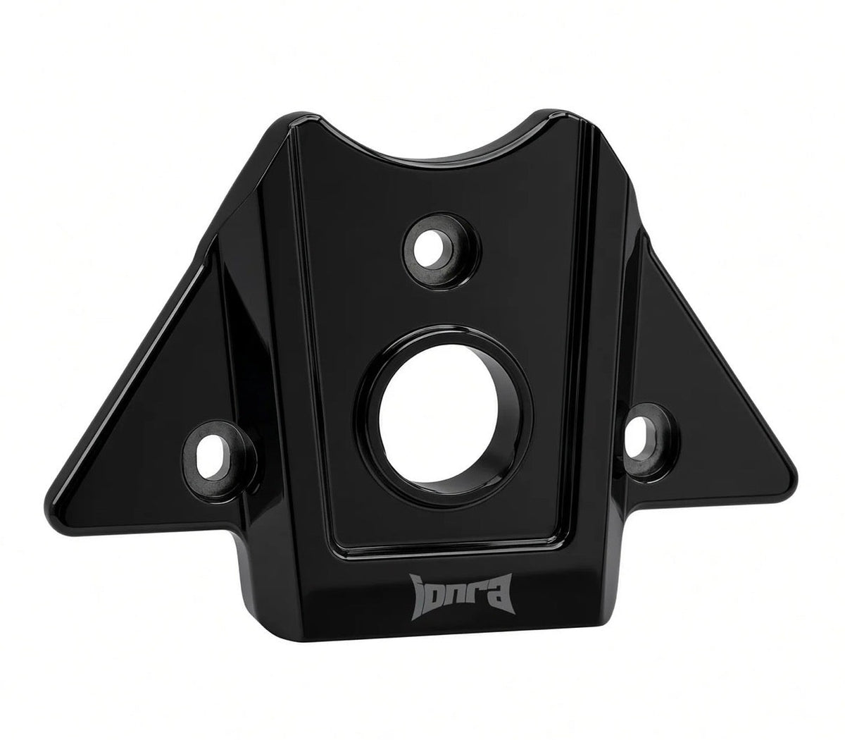 Black metal ignition cover for Yozma with center key cutout and three mounting holes