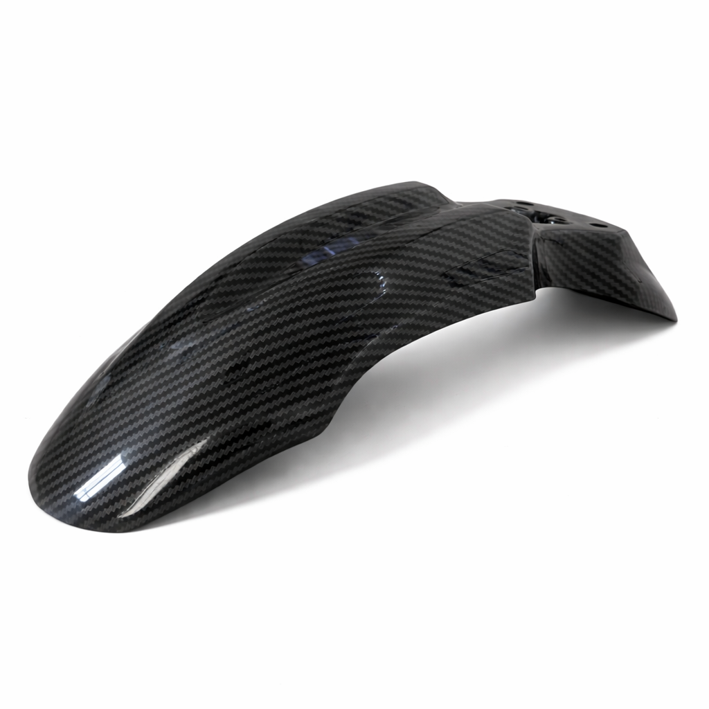 Tuttio upgraded front fender in glossy black and carbon fiber – view 2