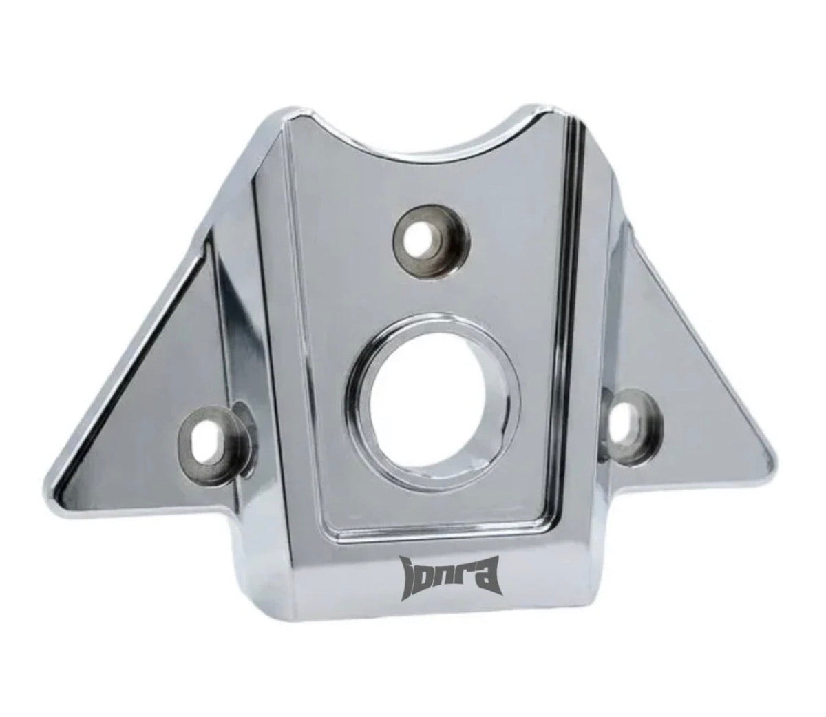 Chrome metal ignition cover for Yozma with center key cutout and three mounting holes