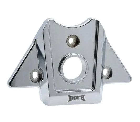 Chrome metal ignition cover for Yozma with center key cutout and three mounting holes