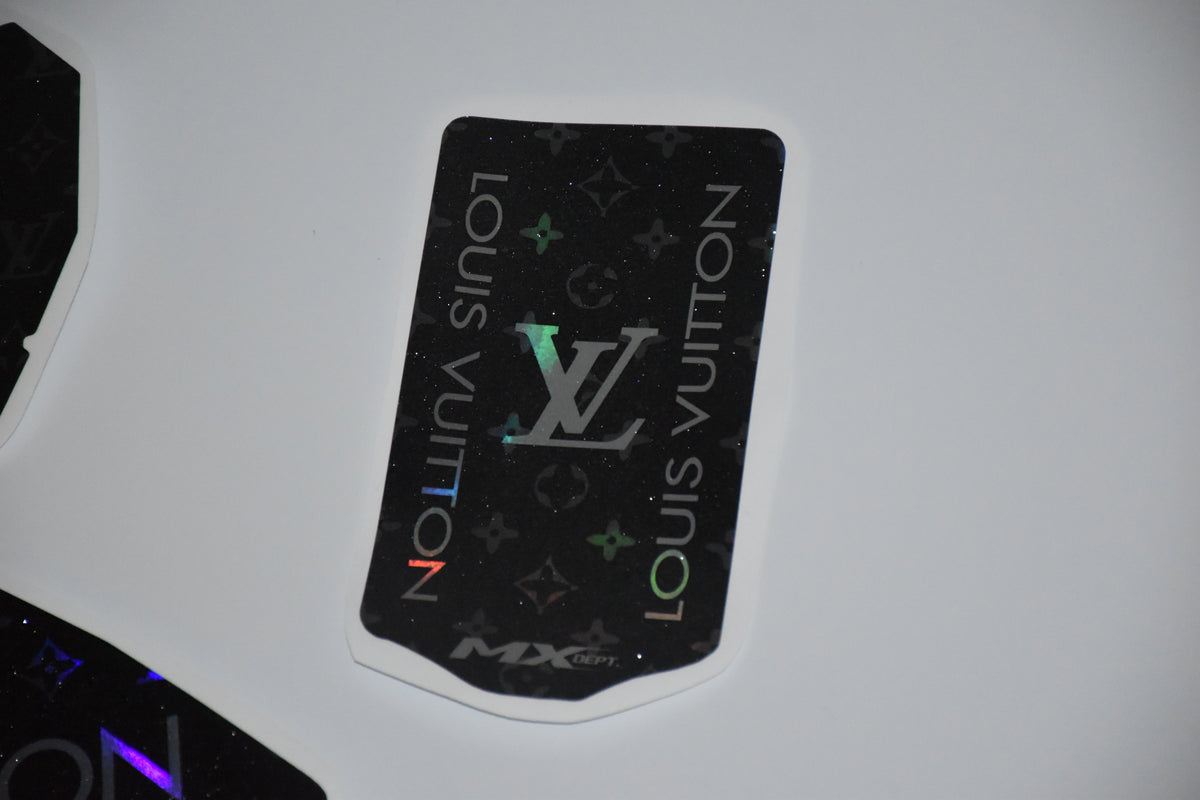 Monogram pattern Razor SX500 graphics kit – fork plate graphic close-up