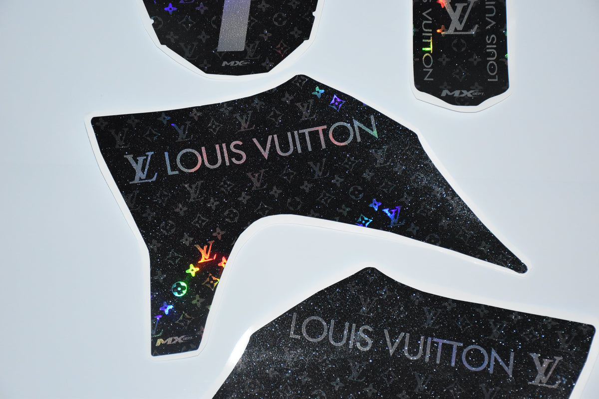 Monogram pattern Razor SX500 graphics kit – holographic finish close-up