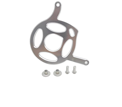 Silver Yozma IN10 aluminum motor cover with mounting bolts and spacers