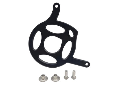 Black Yozma IN10 aluminum motor cover with mounting bolts and spacers