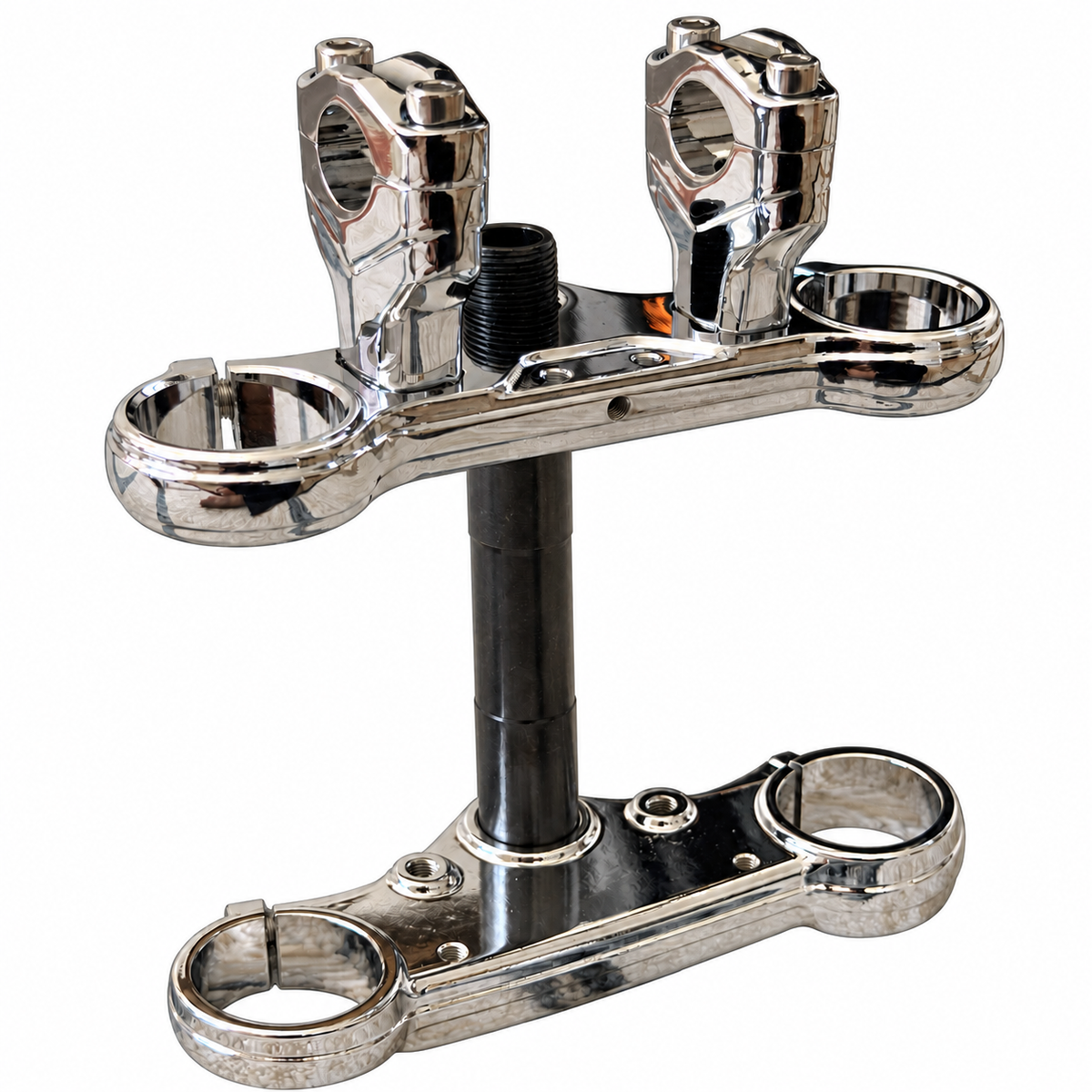 Tuttio mirror chrome triple clamp set with risers – view 2